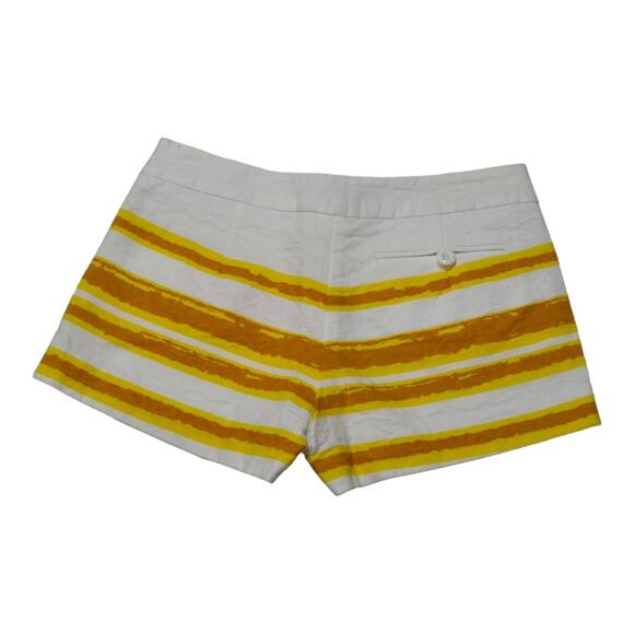 Trina Turk‎ Striped Shorts White Yellow Orange Casual Summer Women's Size 0 - Picture 2 of 8